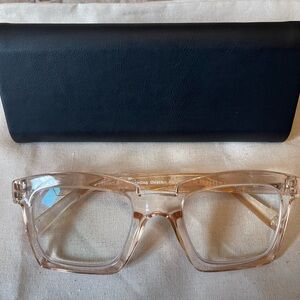 Standing Ovation Clear Rose colored Readers 2.0 Glasses with Black Case